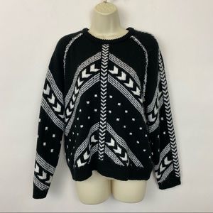 Philosophy Republic Sweater Womens Large black white knit patterned